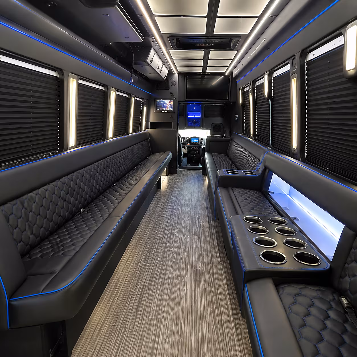 Edison Bachelor & Bachelorette Transportation party bus interior