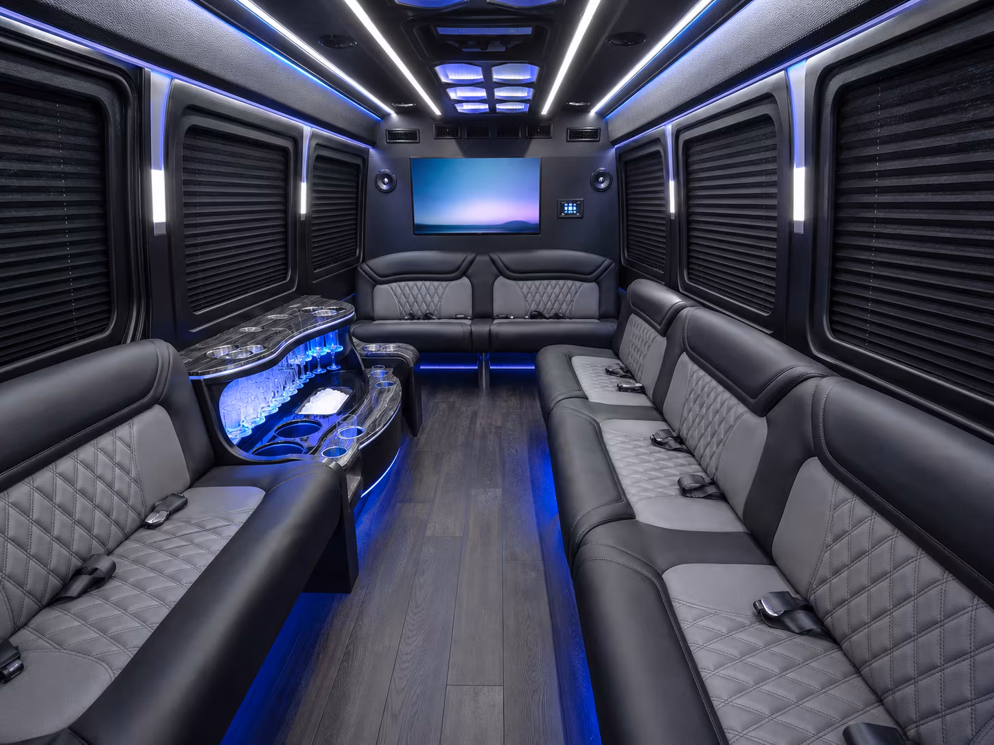 Edison School Event Transportation party bus exterior