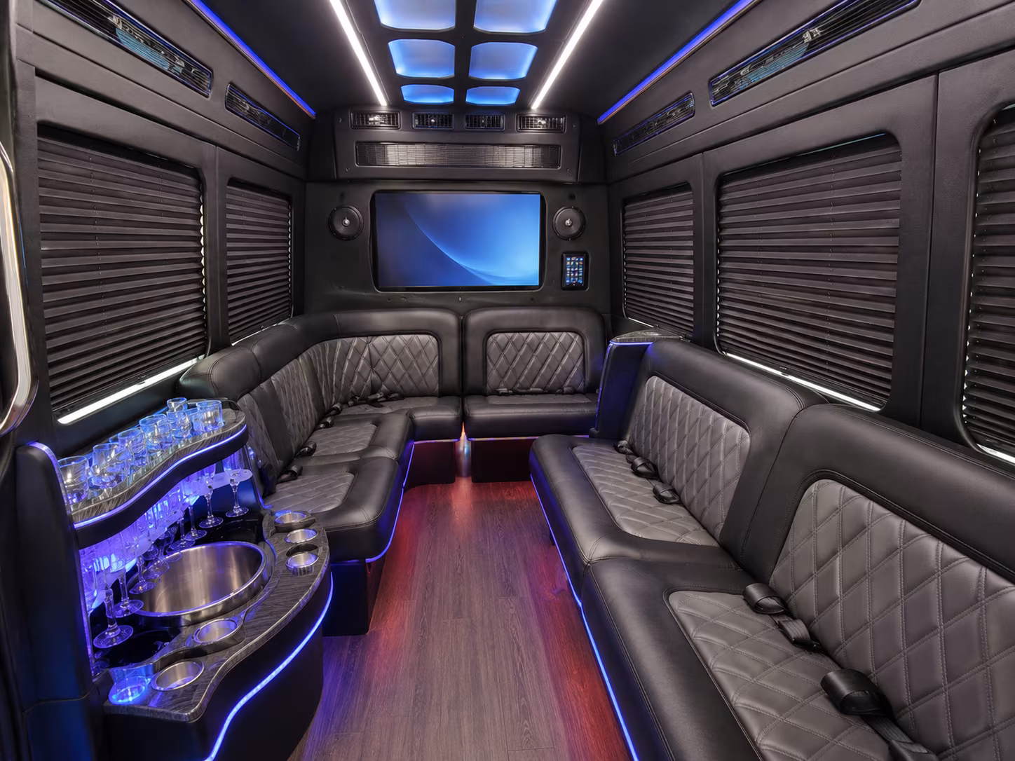 Edison School Event Transportation party bus interior
